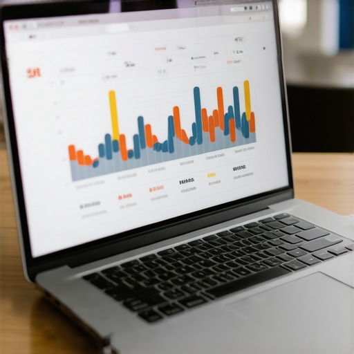 Laptop screen showing local SEO metrics with Pittsburgh cityscape in the background