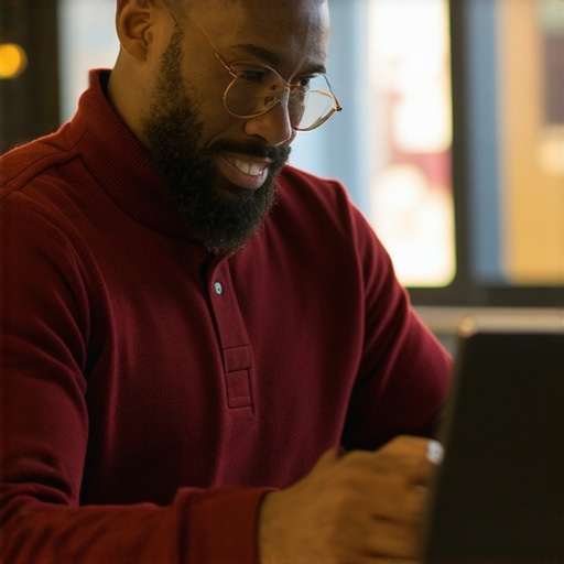Business owner updating Google My Business profile on laptop