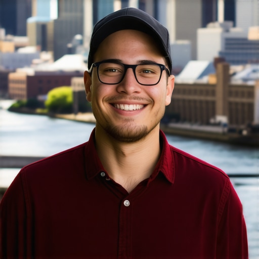 Optimizing GMB Profile in Pittsburgh Business owner updating Google My Business profile with Pittsburgh city view