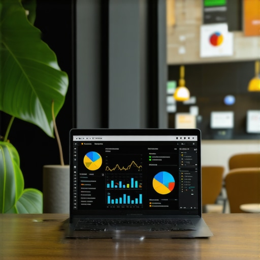 Pittsburgh Business Using SEO Tools Laptop showing local SEO analytics with Pittsburgh storefront background.