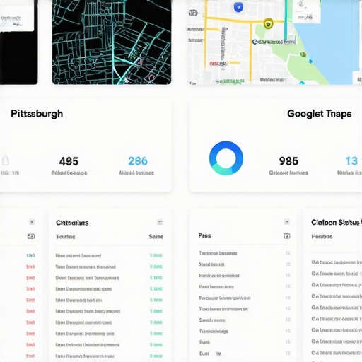 Local SEO Dashboard for Pittsburgh Screenshot of a digital dashboard displaying local SEO and Google Maps ranking metrics.
