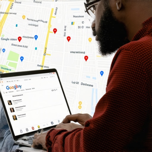 Business owner editing Google My Business profile with Pittsburgh neighborhood map.