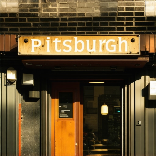 A busy Pittsburgh storefront with clear signage and outdoor seating showing local charm.