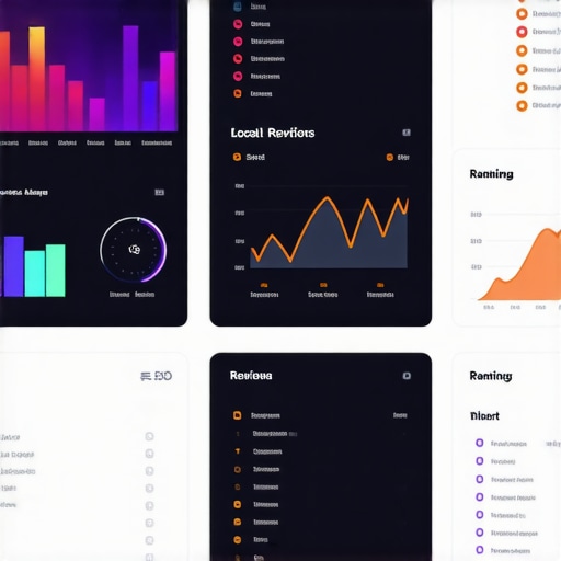 A computer screen showing local SEO analytics and review management in a modern dashboard interface.