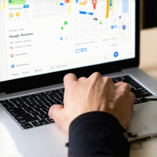 Person arranging business details on Google My Business dashboard