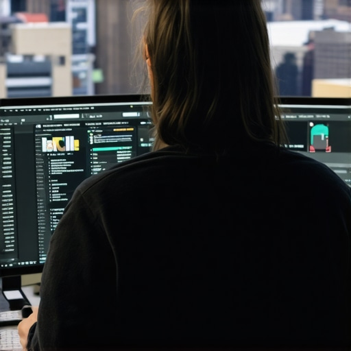 Person reviewing SEO analytics with Pittsburgh cityscape behind